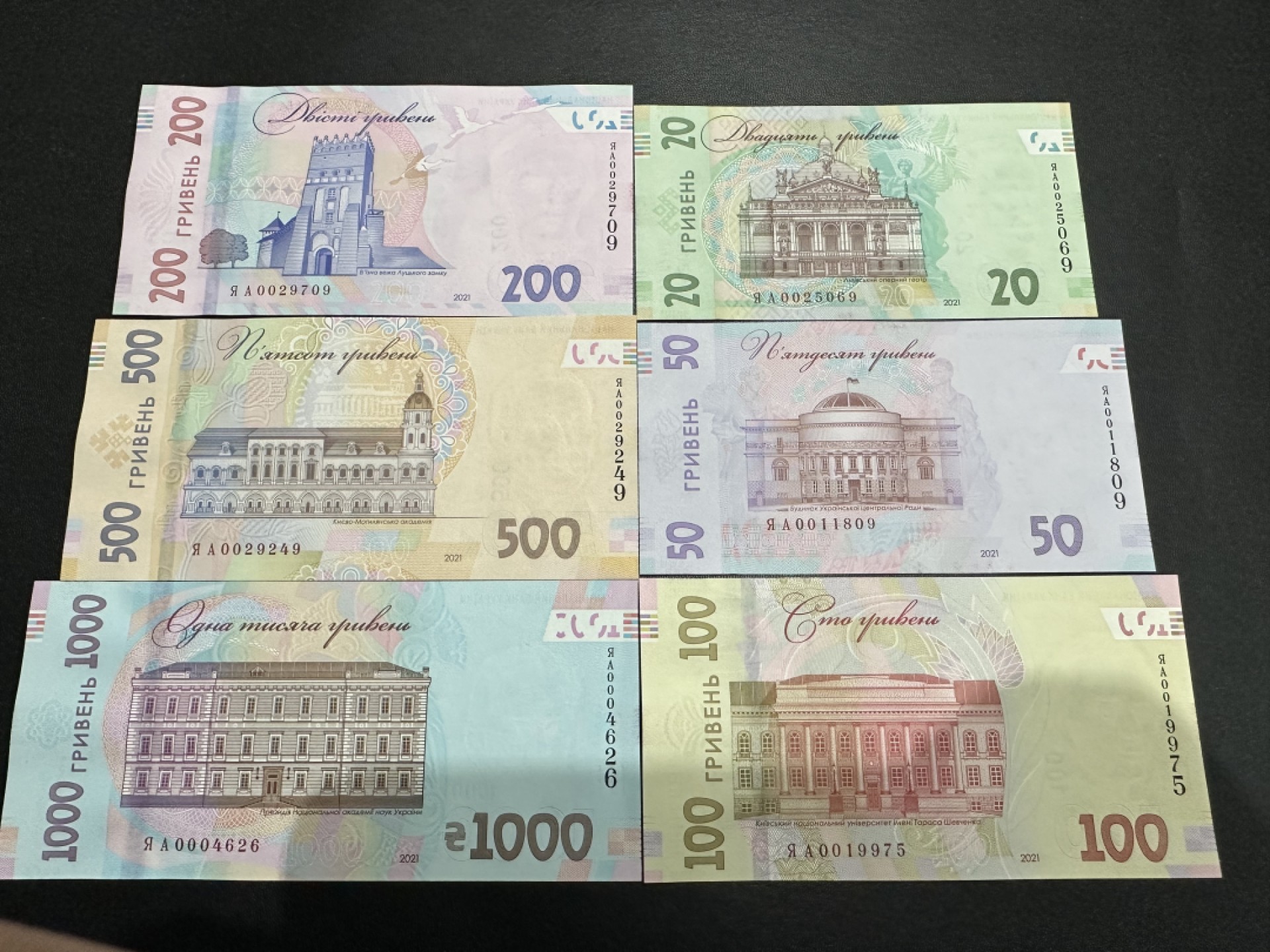 《外钞收藏家》第二百四十二期（连拍场） 乌克兰一套6张 全新UNC 纪念钞