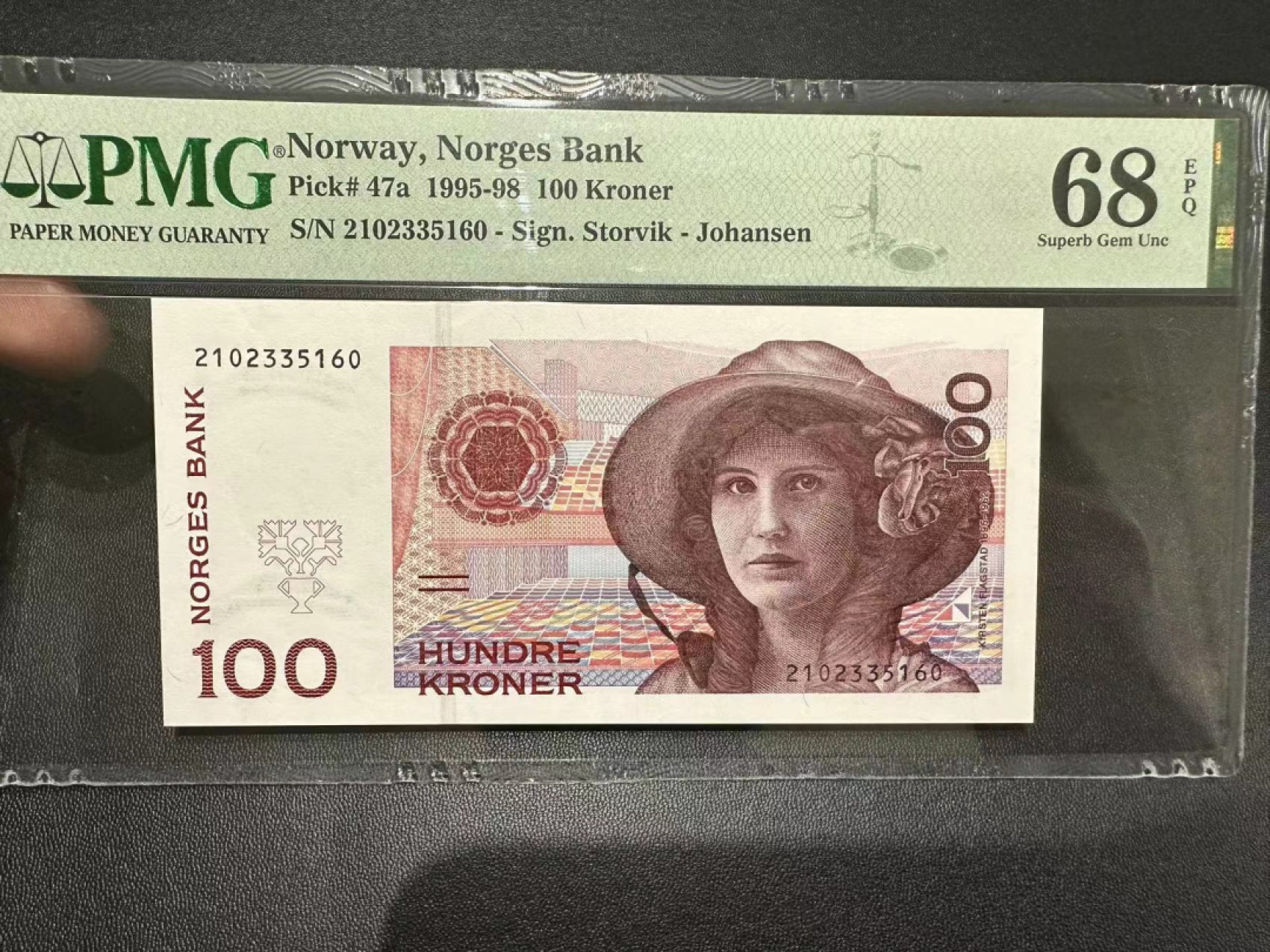 《外钞收藏家》第二百四十二期（连拍场） 1995-98年挪威100克朗 初版 PMG68 超高分 无47