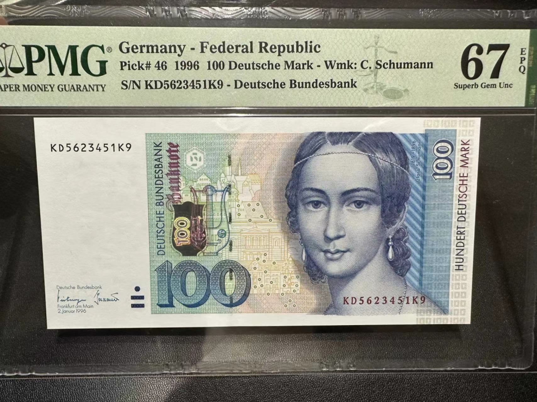 《外钞收藏家》第二百四十二期（连拍场） 1996年德国末版100马克 克拉拉 PMG67