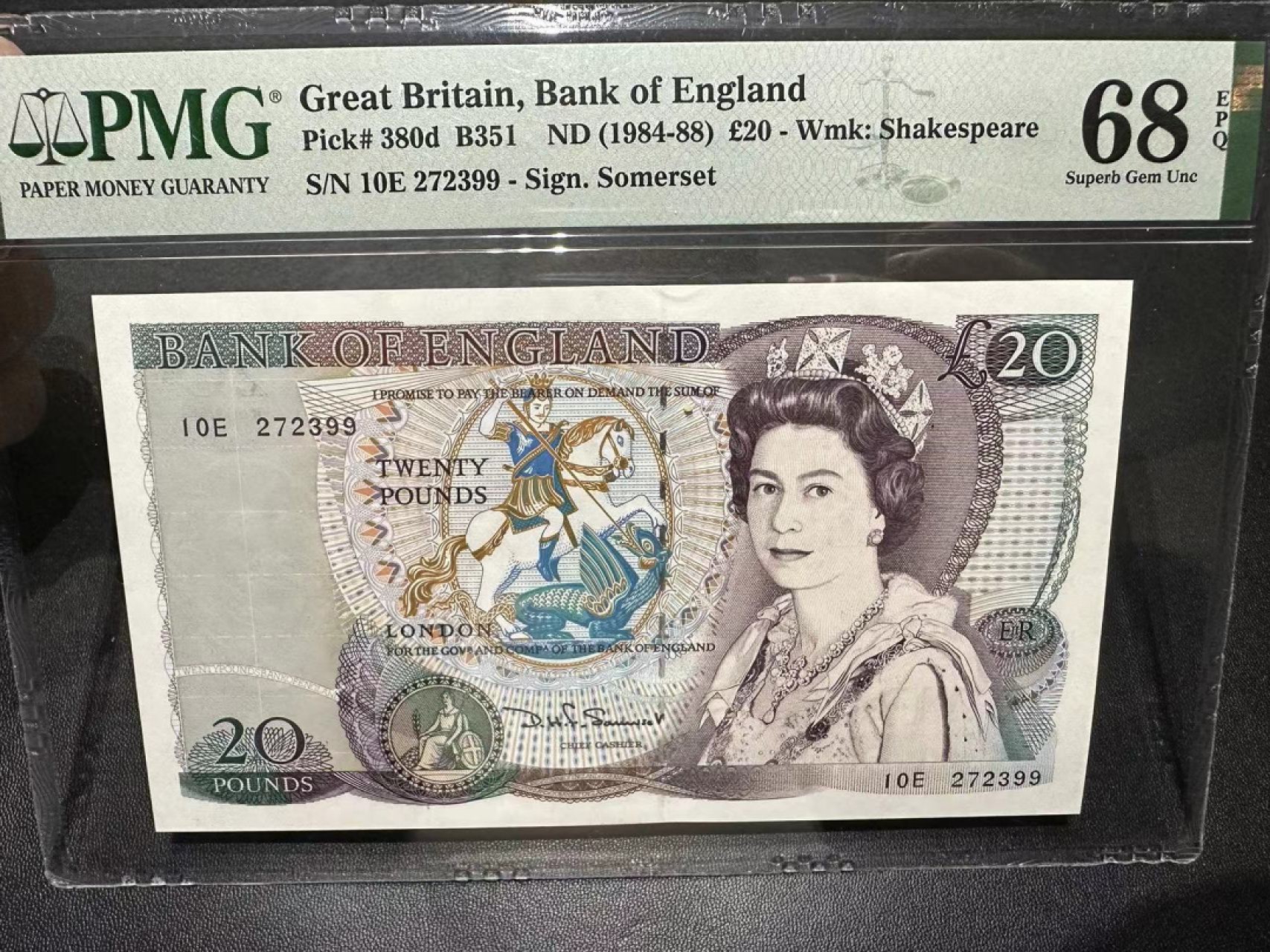 《外钞收藏家》第二百四十二期（连拍场） 1984-88年英国D序列20镑 PMG68 尾99