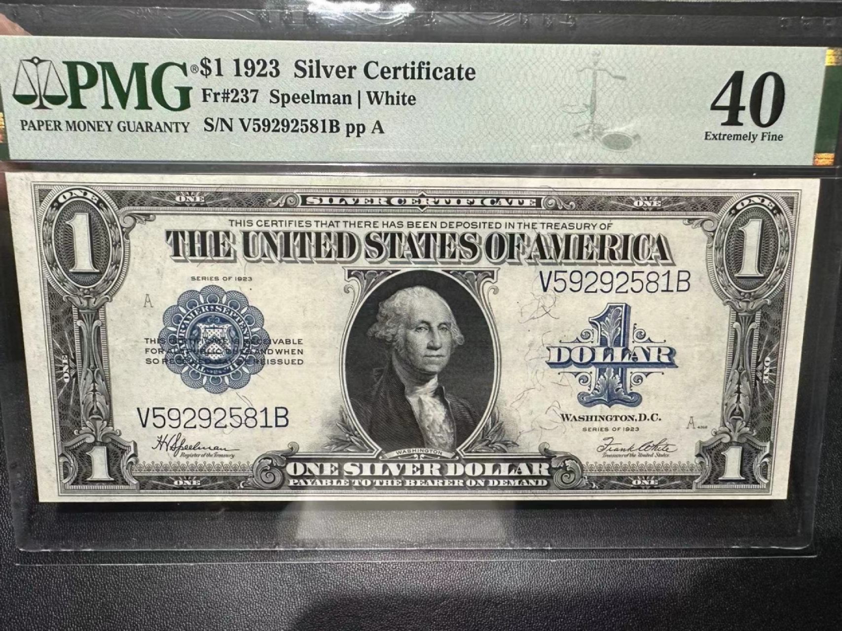 《外钞收藏家》第二百四十二期（连拍场） 1923年1美元 大票幅 PMG40  大票幅