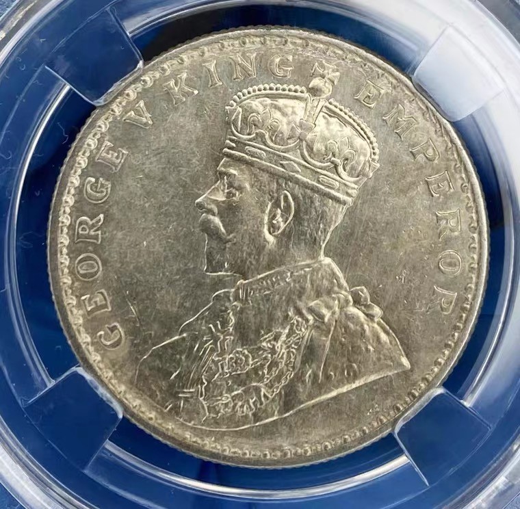 世界钱币收藏总仓 1919年英占印度乔治五世一卢比银币（保粹评级）