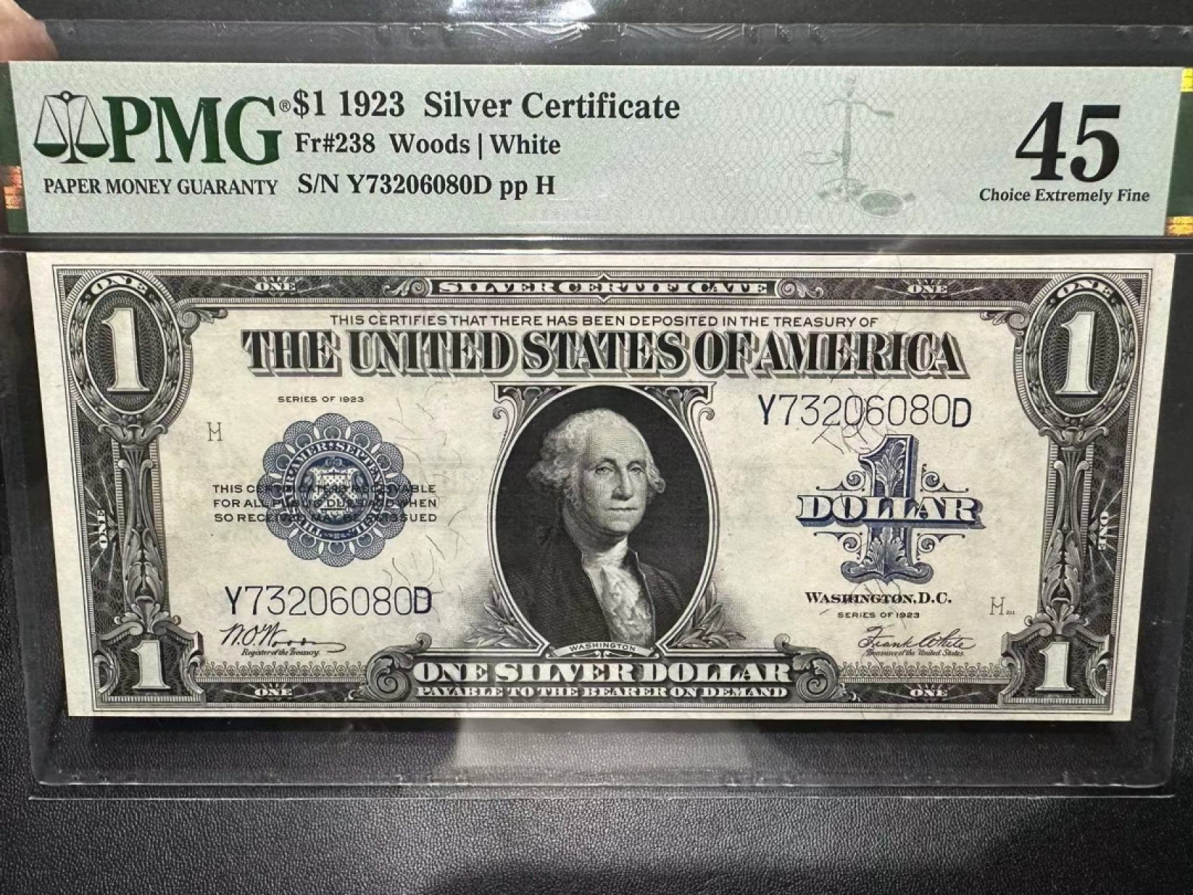 《外钞收藏家》第二百四十二期（连拍场） 1923年1美元 大票幅 PMG45 大票幅