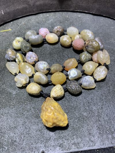 精美戈壁大颗粒青花筋脉石项链一条， - 精美戈壁大颗粒青花筋脉石项链一条，