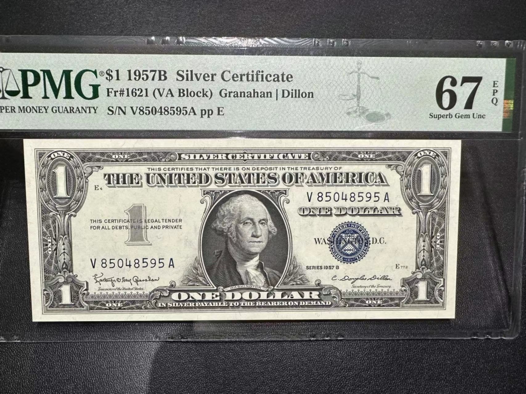 《外钞收藏家》第二百四十二期（连拍场） 1957年1美元 蓝库印 PMG67