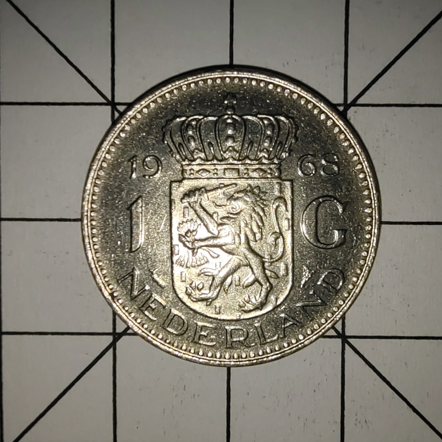 收藏之家世界硬币第9期(满20包邮，可多场累计。捡漏，无押金，无佣金) 荷兰1盾1968年