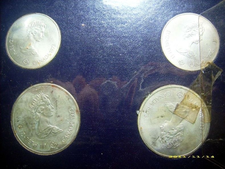 世界钱币收藏总仓 原装1973年加拿大蒙特利尔奥运会大银币四枚套