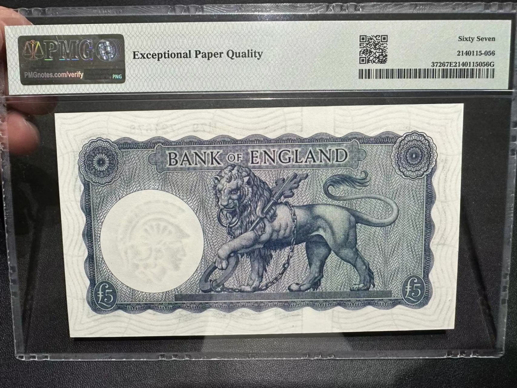 《外钞收藏家》第二百四十二期（连拍场） 1961-63年英国B序列5镑 PMG67 空心版