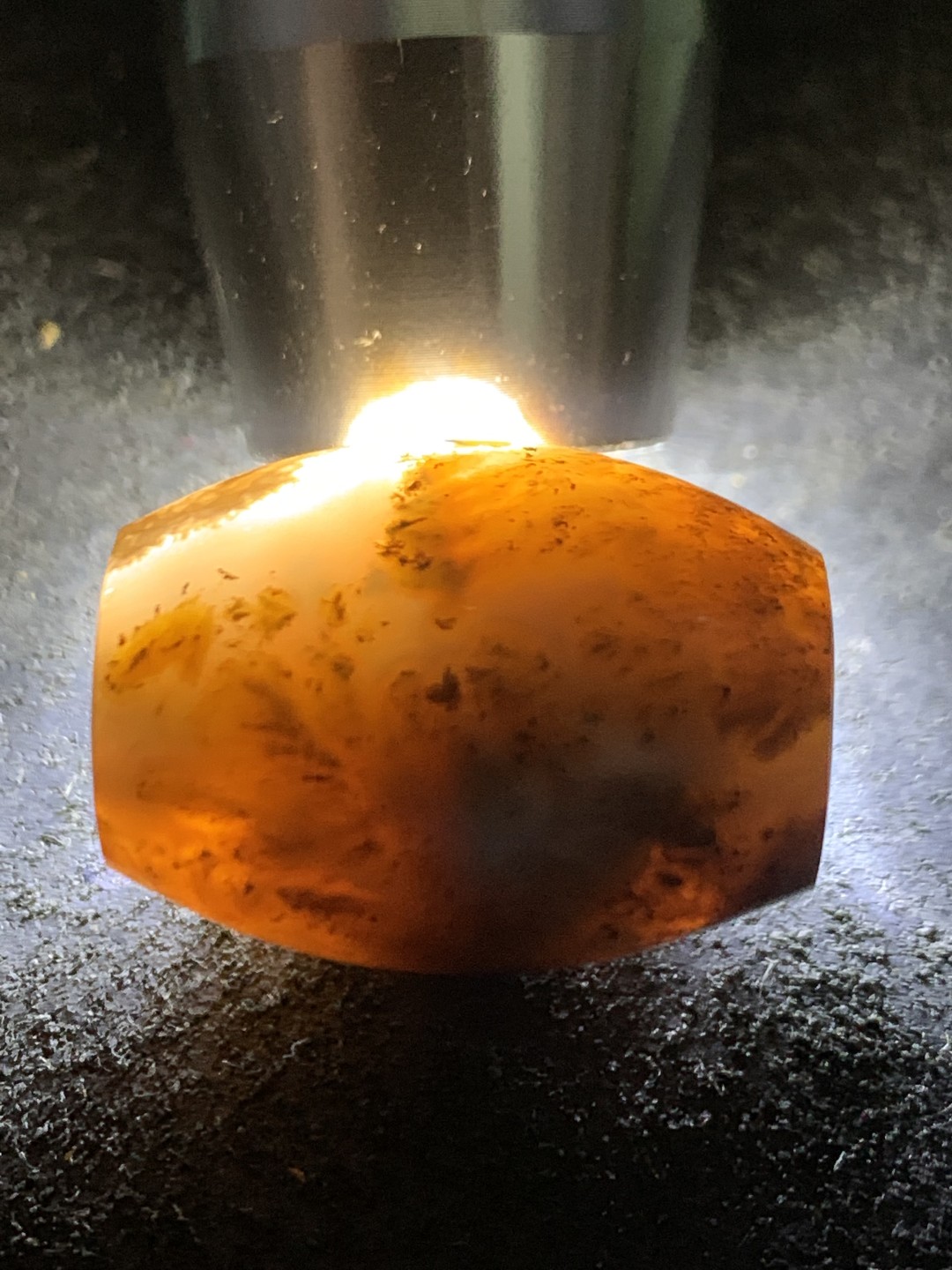 精美高玉化高润度黄金草花纹蒙料战国红玛瑙桶珠一个！