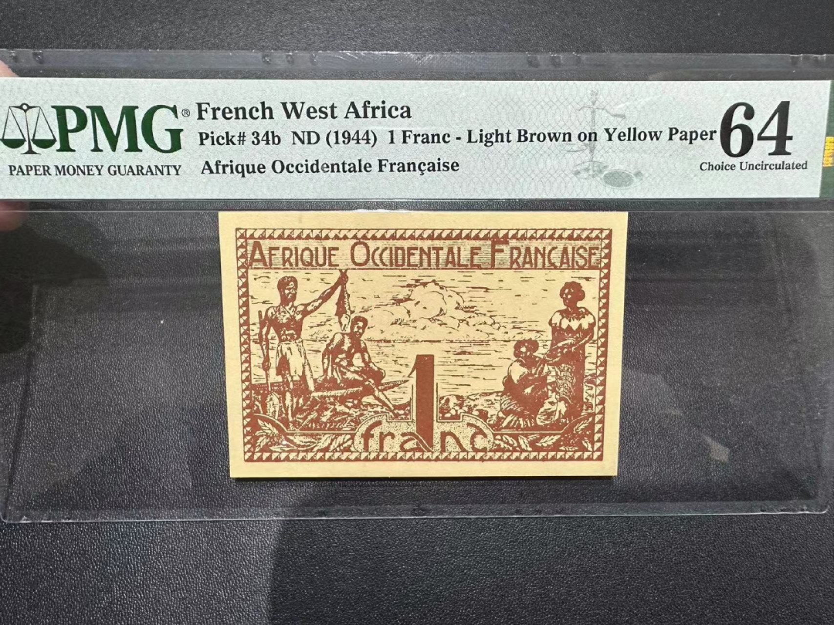 《外钞收藏家》第二百四十二期（连拍场） 1944法属西非1法郎 PMG64