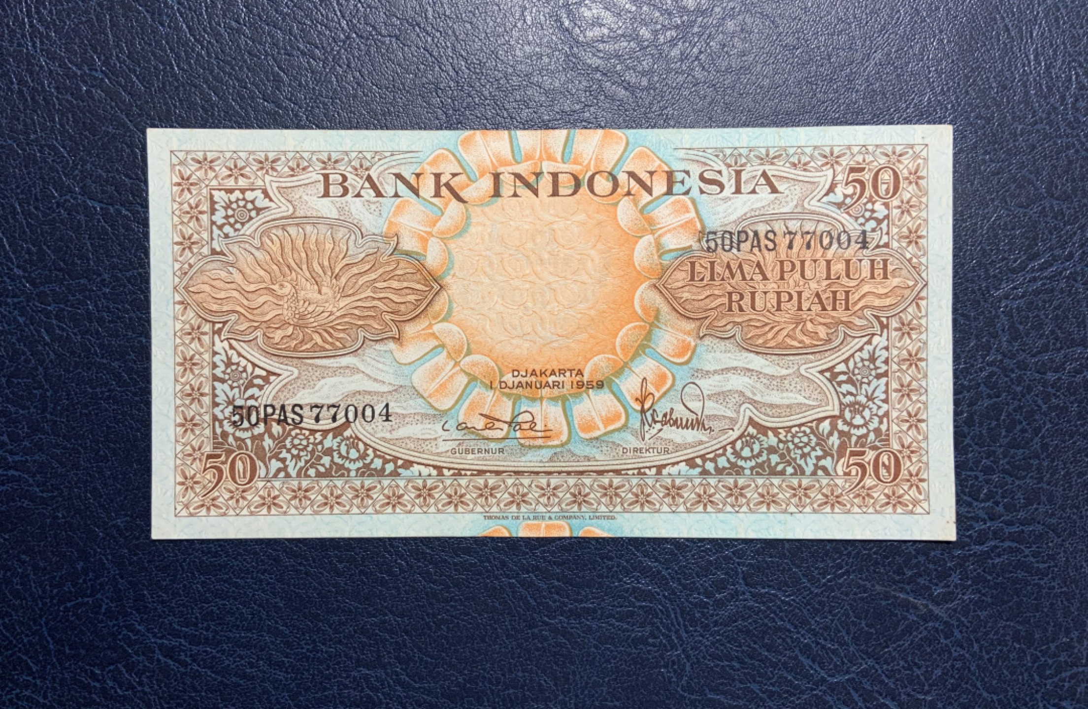 收藏联盟Quantum Auction 第233期拍卖 印度尼西亚1959年50卢比 品相UNC 边角瑕疵 细节如图
