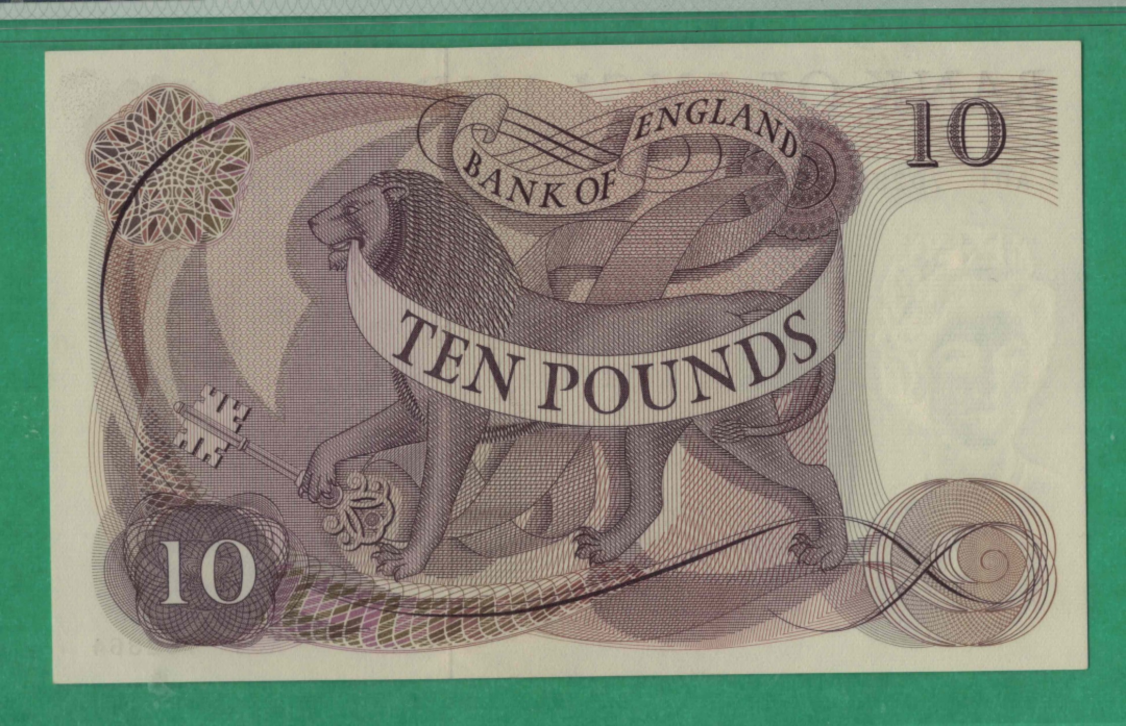 英国10镑 1964年至1966年 P-376a A01冠 C序列 签名如图 实物图 UNC