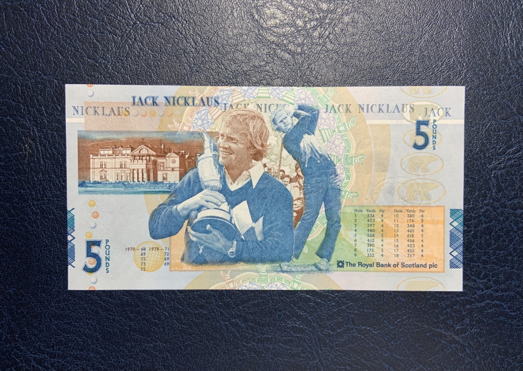 收藏联盟Quantum Auction 第234期拍卖 苏格兰皇家银行2005年5镑尼克斯告别高尔夫球坛纪念钞 品相全新UNC