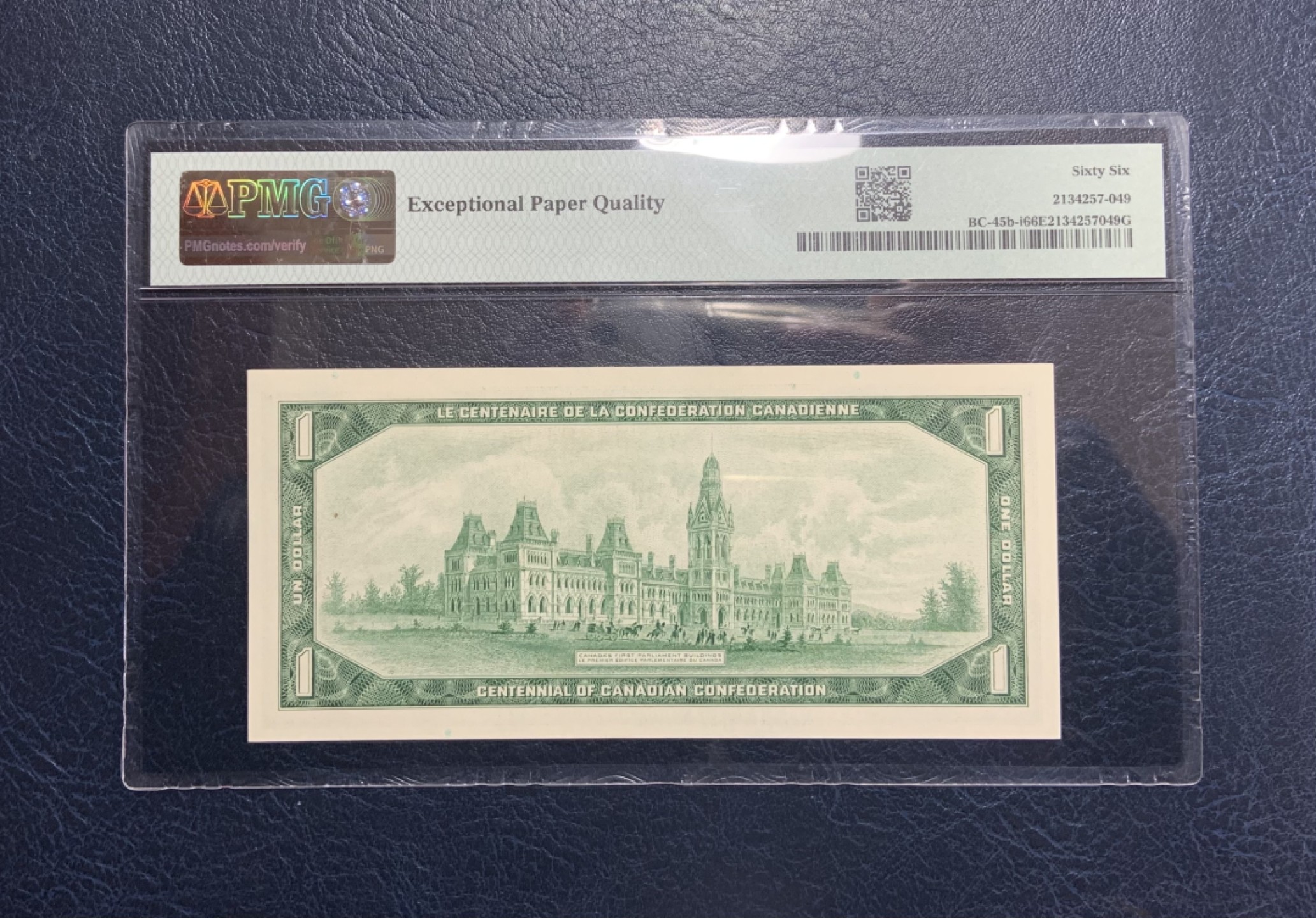 收藏联盟Quantum Auction 第233期拍卖 加拿大1967年1元议会纪念钞 PMG66 带编号版非常少见