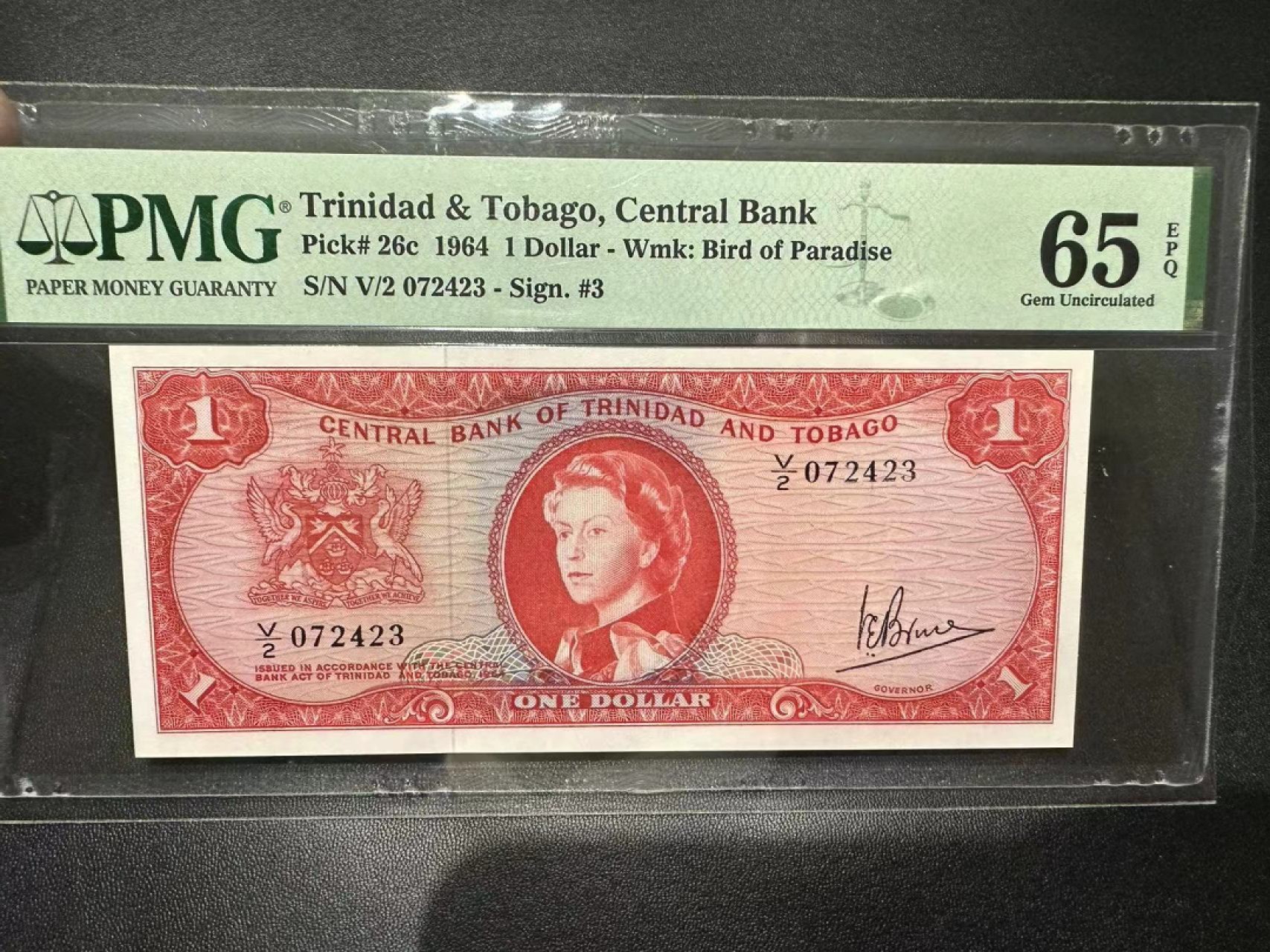 《外钞收藏家》第二百四十二期（连拍场） 1964年特里达尼亚与多巴哥 1刀 PMG65