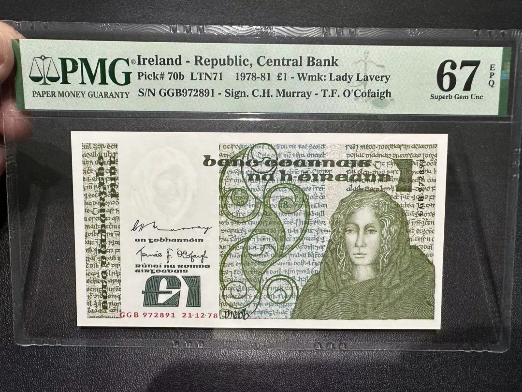 《外钞收藏家》第二百四十二期（连拍场） 1978年爱尔兰1镑PMG67