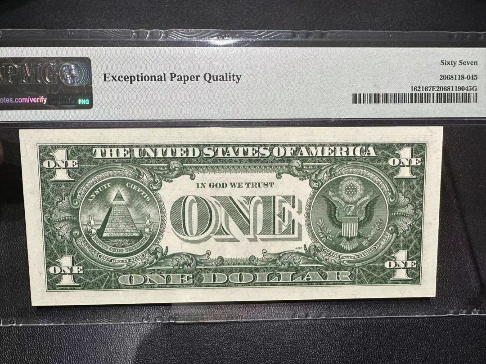 《外钞收藏家》第二百四十二期（连拍场） 1957年1美元 蓝库印 PMG67