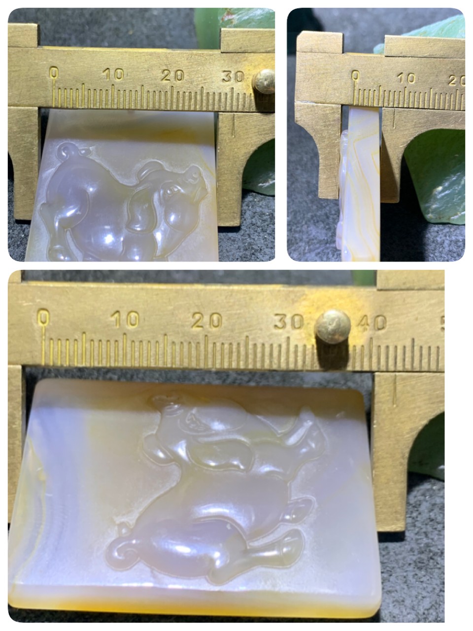 精美高玉化缠丝玛瑙雕刻“猪”圆玉润牌子一个，