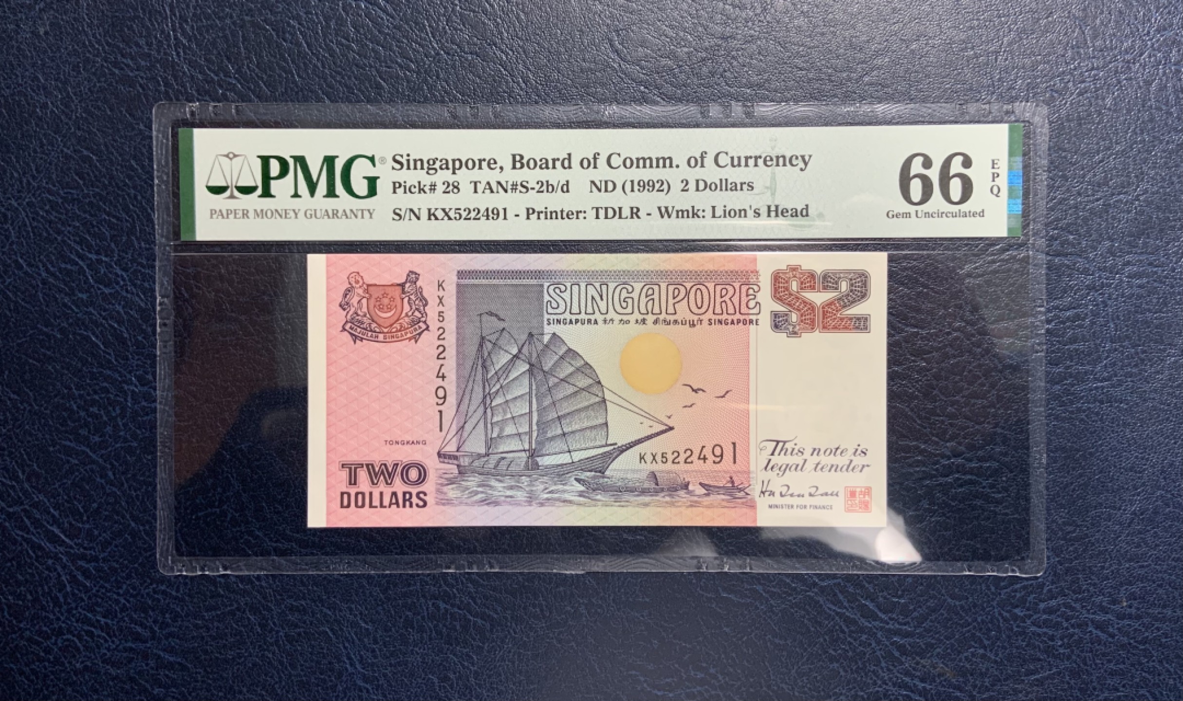 收藏联盟Quantum Auction 第234期拍卖 新加坡1992年2元 PMG66