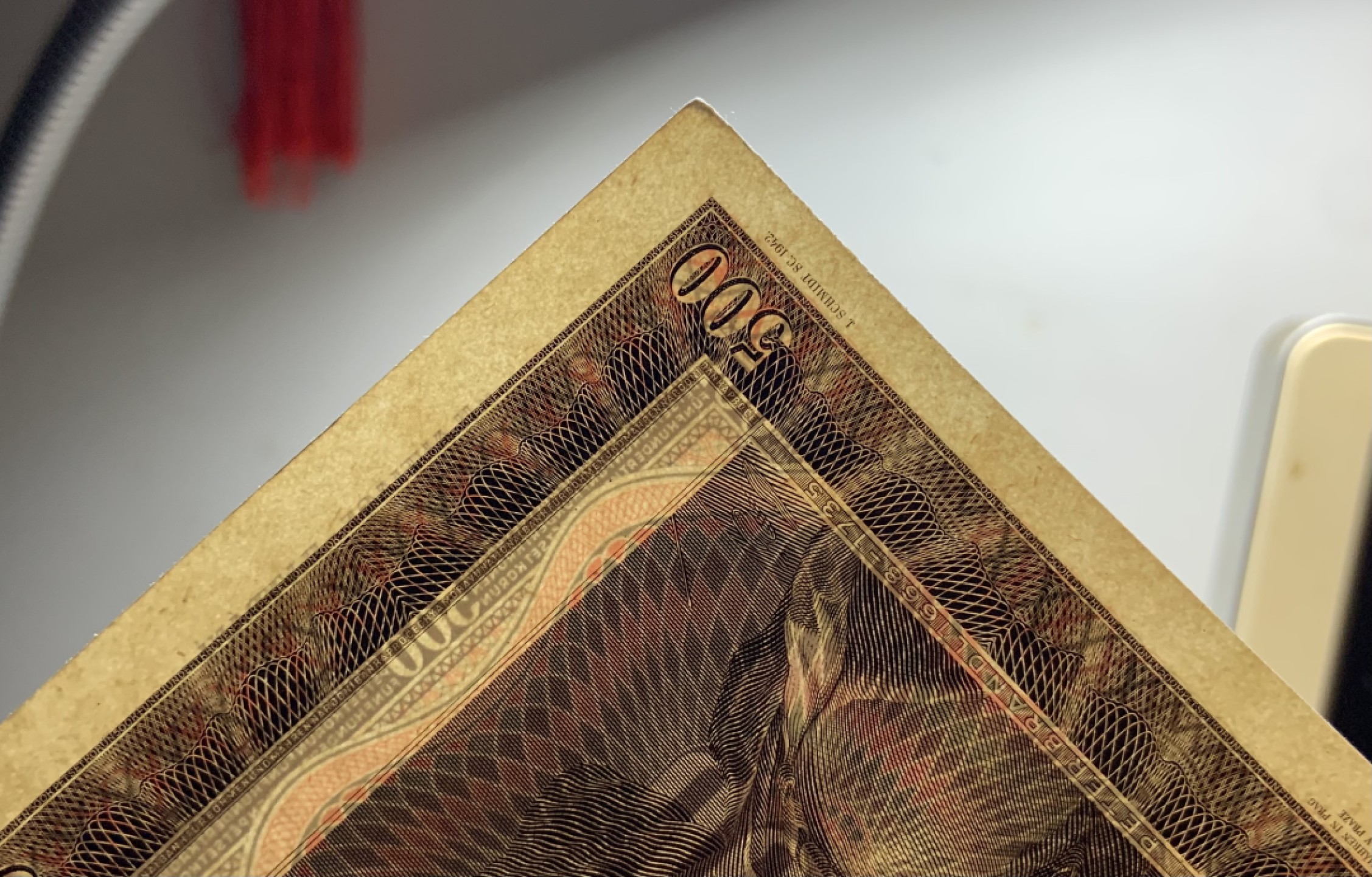 收藏联盟Quantum Auction 第234期拍卖 波西米亚和摩拉维亚1942年500克朗 品相UNC 边角瑕疵 细节如图 少见实票 Aa冠