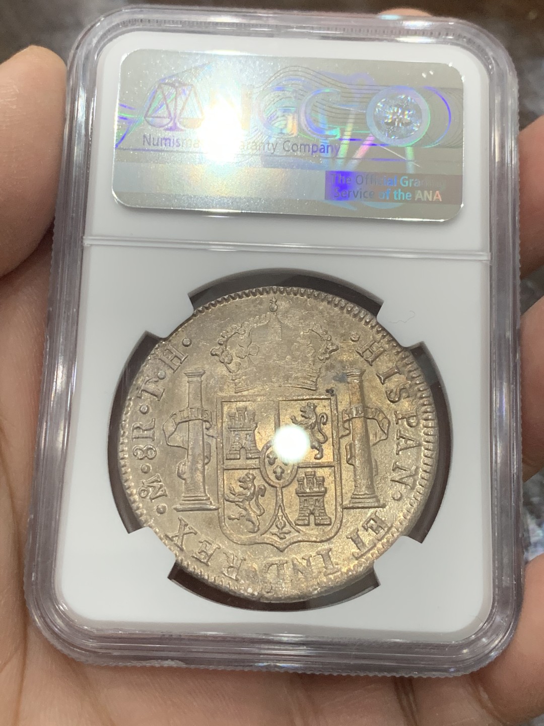《竞宝斋》第136场-周日，周一连拍 (全场包邮) NGC UNC 墨西哥 1809年 费七 戎装版 8R 双柱 大银币 转光好 可再试试