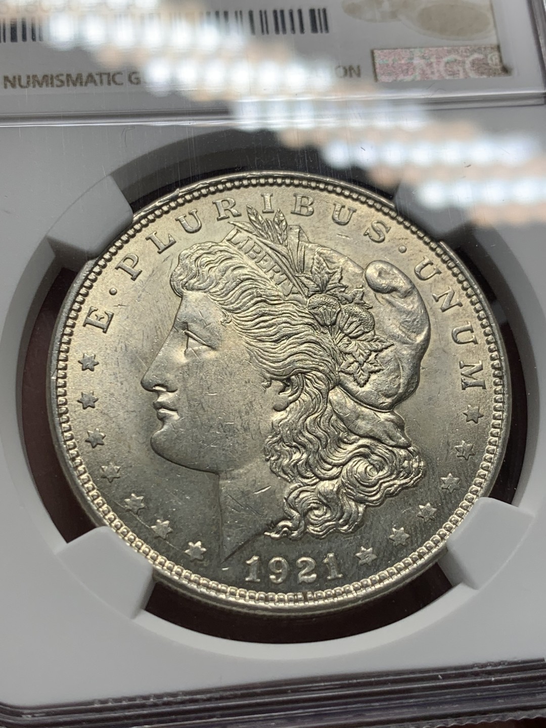 《竞宝斋》第136场-周日，周一连拍 (全场包邮) NGC-MS62 1921 美国摩根1美元 银币