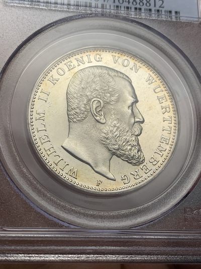 《竞宝斋》第136场-周日，周一连拍 (全场包邮) - PCGS-PR64CAM,德国1912年符腾堡3马克精制银币，非常稀见的精制3马克，老白盒严评