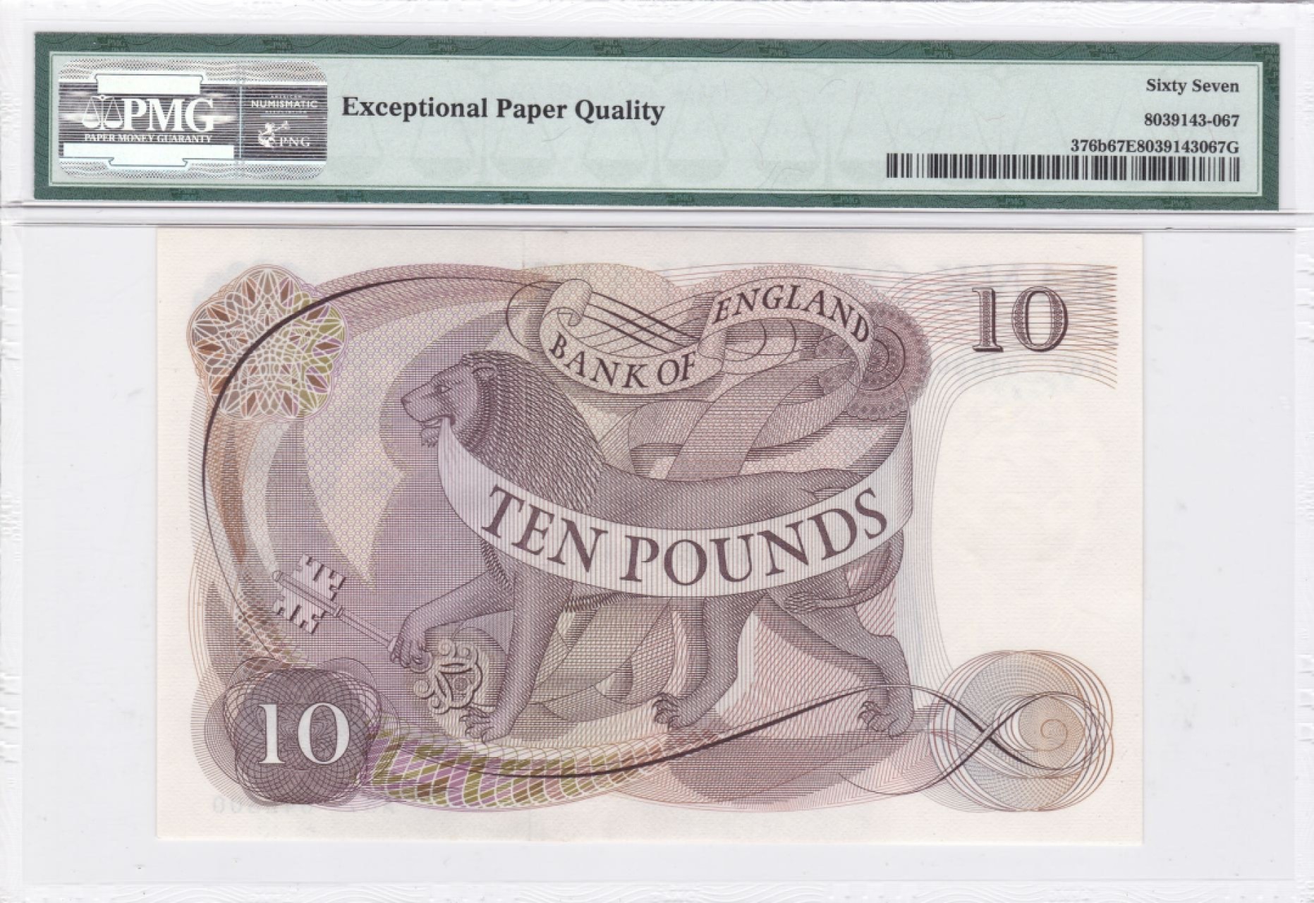 收藏联盟Quantum Auction 第234期拍卖 英国1966-70年10镑 PMG67