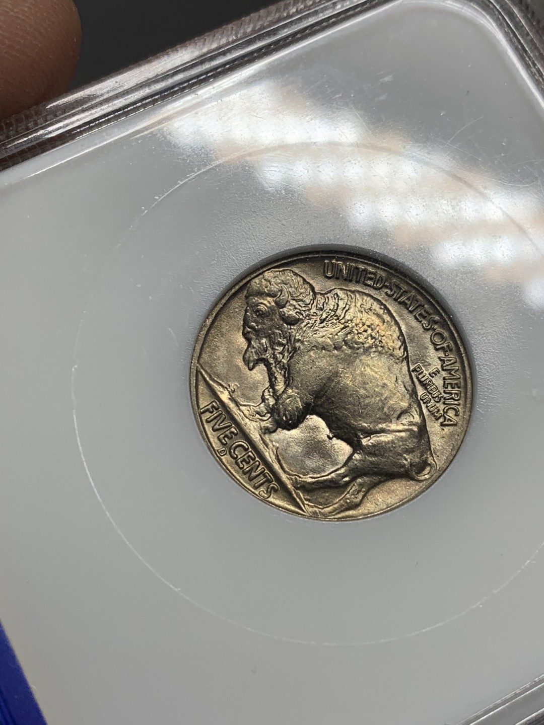 《竞宝斋》第136场-周日，周一连拍 (全场包邮) NGC MS66 美国 1938年 印第安野牛 5分 带金色包浆 小白盒保存的很好