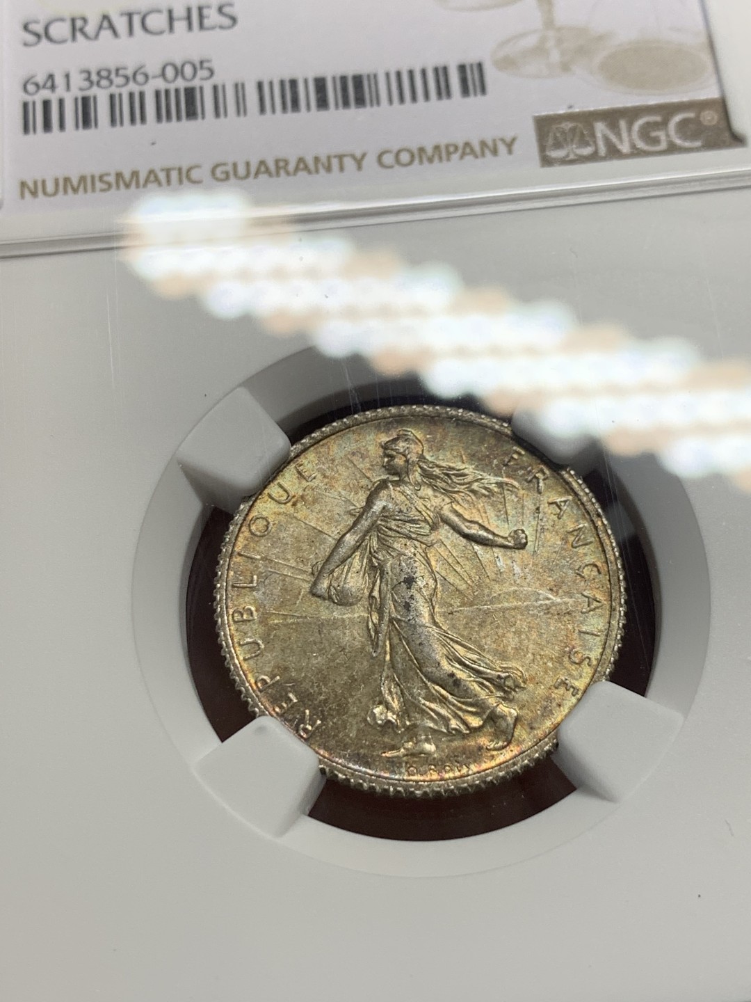 《竞宝斋》第136场-周日，周一连拍 (全场包邮) NGC-UNC 法国1916年 播种女神 1法郎银币 看不出有洗