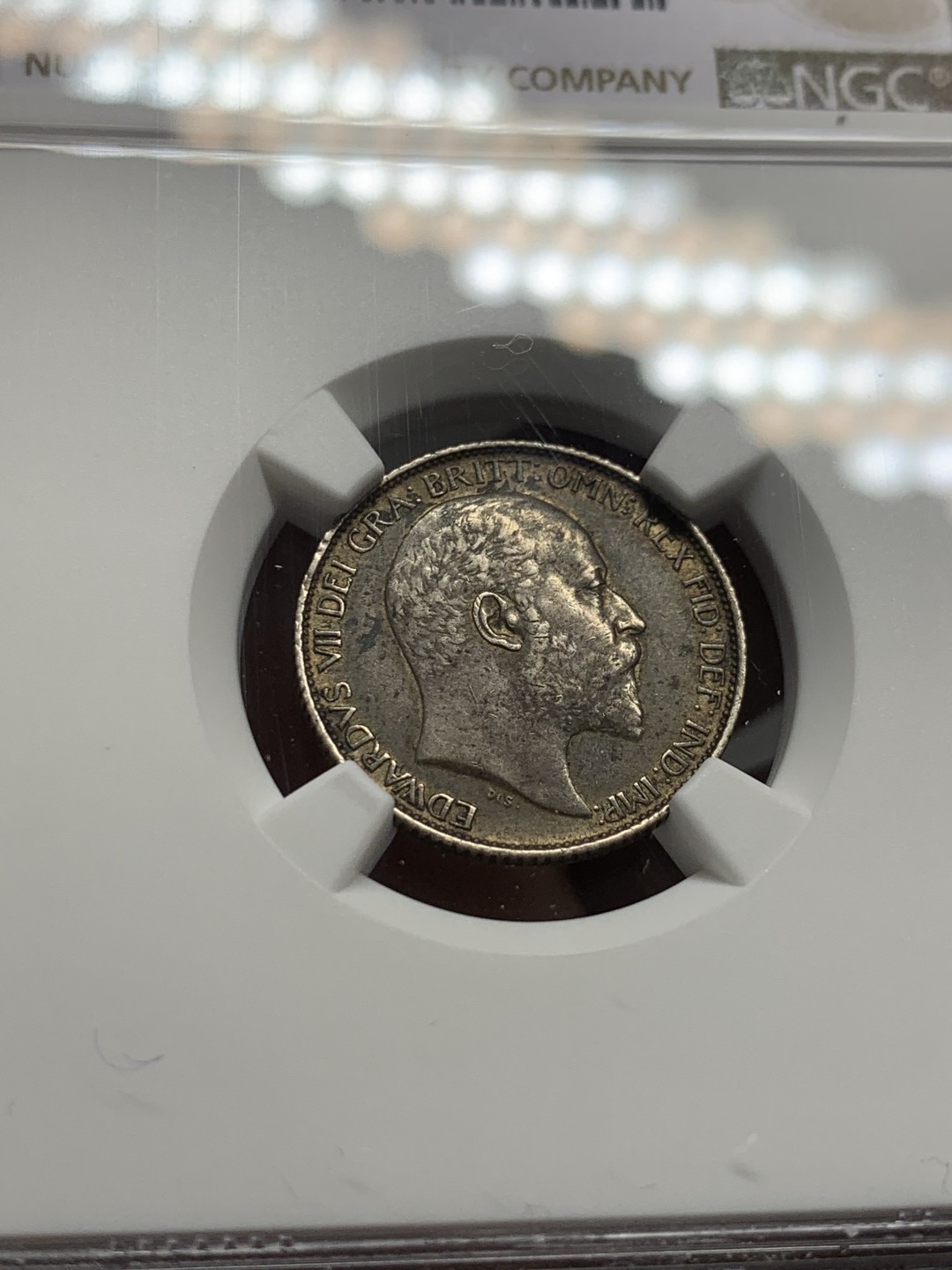 《竞宝斋》第136场-周日，周一连拍 (全场包邮) NGC-AU55 英国1907年 爱德华七世 6便士银币少见品种 一般都不给分