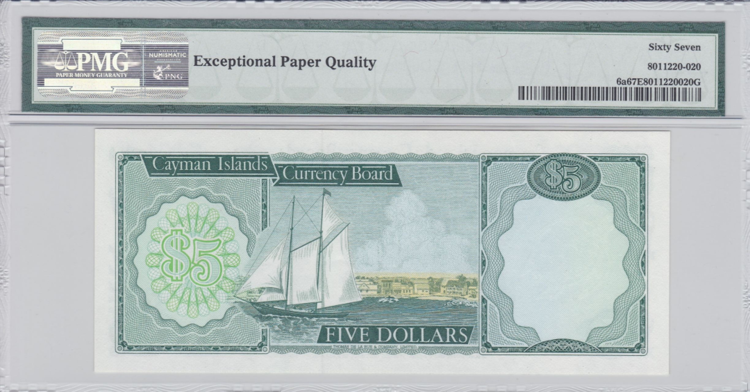 收藏联盟Quantum Auction 第234期拍卖 开曼群岛1974年5元 PMG67 首发A/1冠