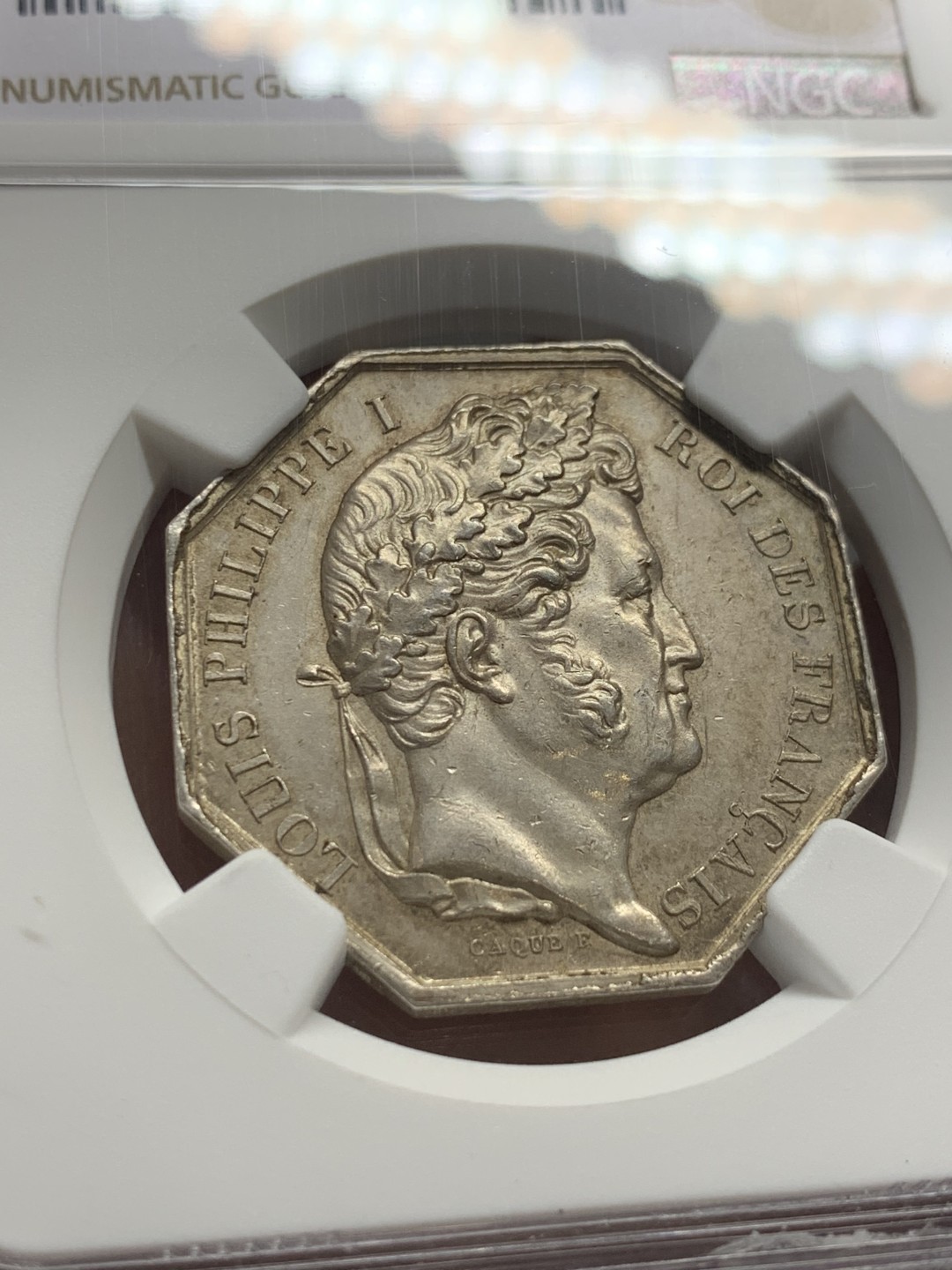 《竞宝斋》第136场-周日，周一连拍 (全场包邮) NGC-MS62 法国 1833年菲利普一世 八角银JETON 高浮雕 非常漂亮