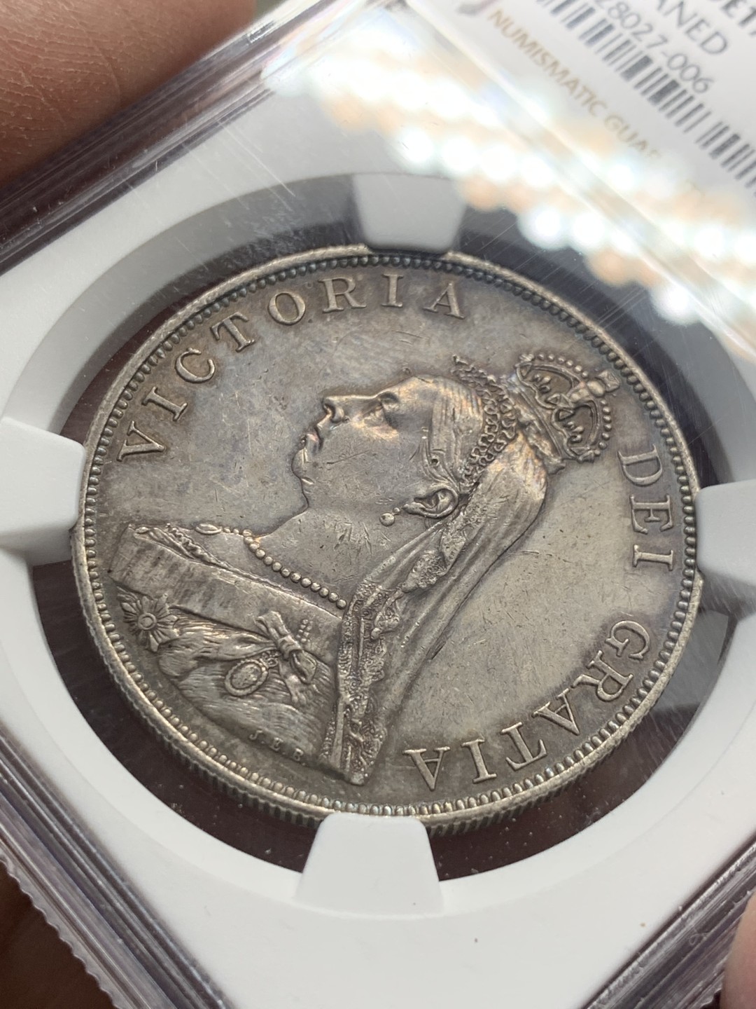 《竞宝斋》第136场-周日，周一连拍 (全场包邮) NGC UNCD 1887年 英国 维多利亚 4先令（双福林）银币 原味状态 细节非常好
