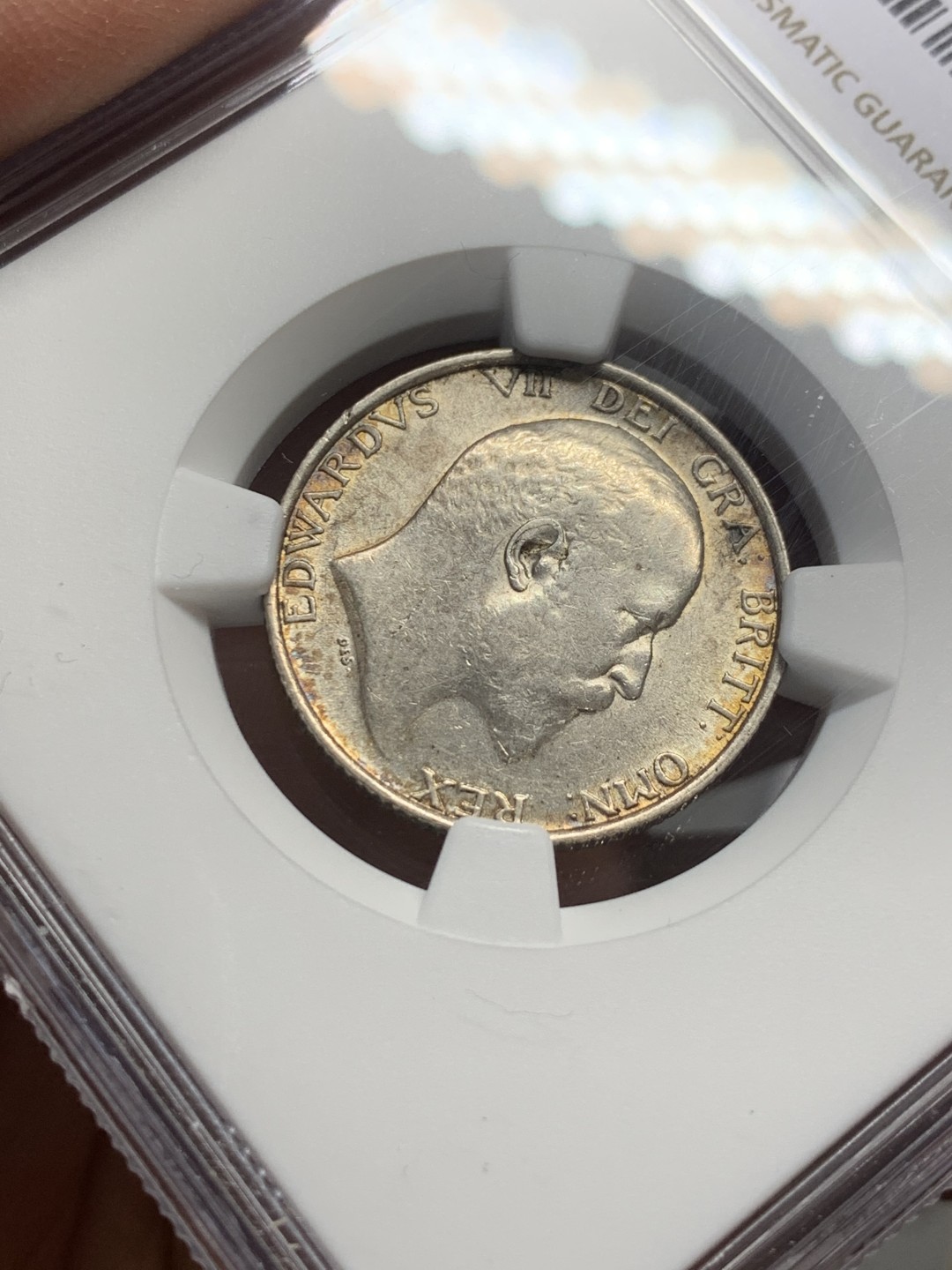 《竞宝斋》第136场-周日，周一连拍 (全场包邮) NGC-AU55 英国1910年 爱德华七世1先令 银币 原光好品