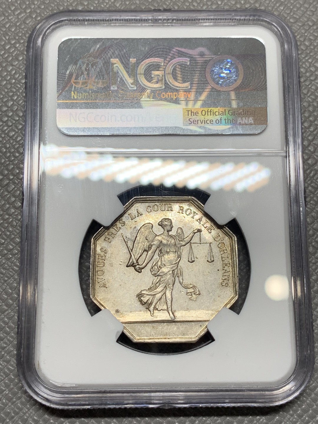 《竞宝斋》第136场-周日，周一连拍 (全场包邮) NGC-MS62 法国 1833年菲利普一世 八角银JETON 高浮雕 非常漂亮