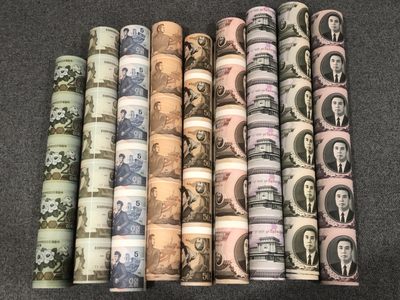 收藏联盟Quantum Auction 第234期拍卖 - 朝鲜金日成诞辰95周年纪念连体钞九版一套全家福 品相UNC带证书
