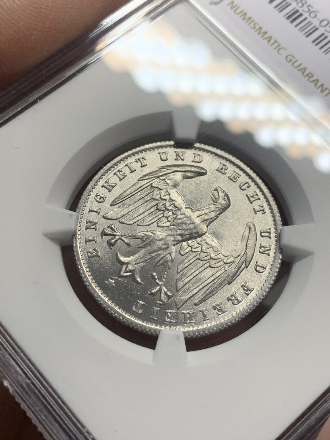 《竞宝斋》第136场-周日，周一连拍 (全场包邮) NGC-MS65 德国1923年 老鹰500马克 铝币 高分辅币