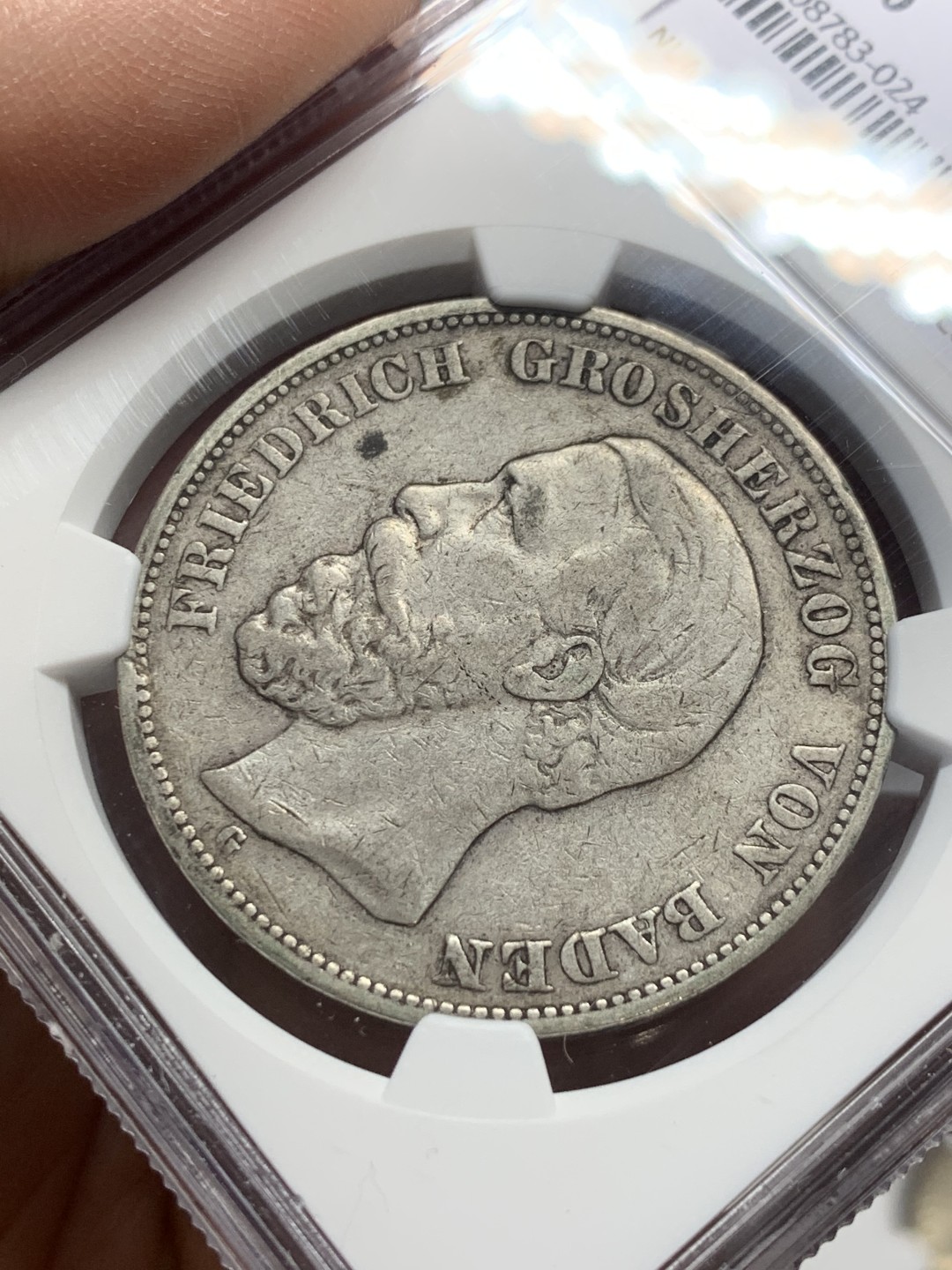 《竞宝斋》第136场-周日，周一连拍 (全场包邮) NGC-XF40 德国巴登 1876-G年 5马克大银币 出分不易