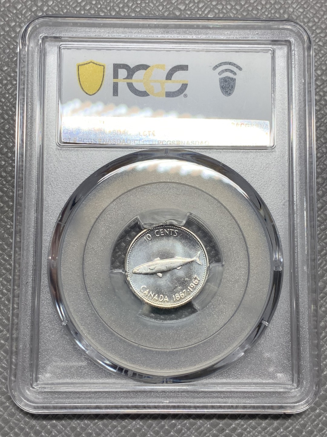 《竞宝斋》第136场-周日，周一连拍 (全场包邮) PCGS MS67 1967年加拿大百年纪念10分银币 极致品相