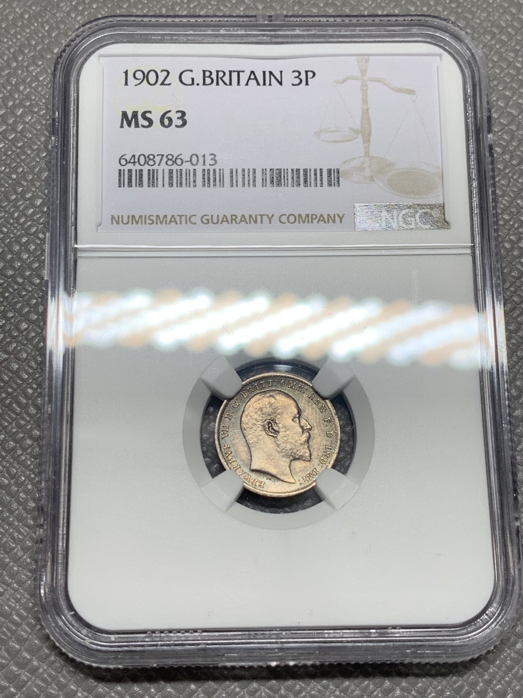 《竞宝斋》第136场-周日，周一连拍 (全场包邮) NGC-MS63 英国1902年 爱德华七世 3便士银币 大热品种