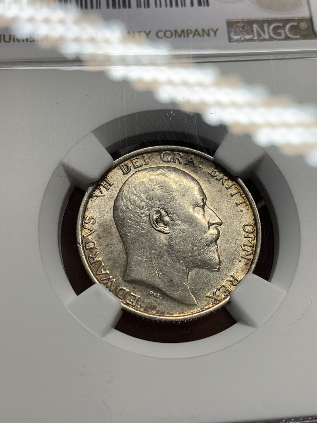 《竞宝斋》第136场-周日，周一连拍 (全场包邮) NGC-AU55 英国1910年 爱德华七世1先令 银币 原光好品