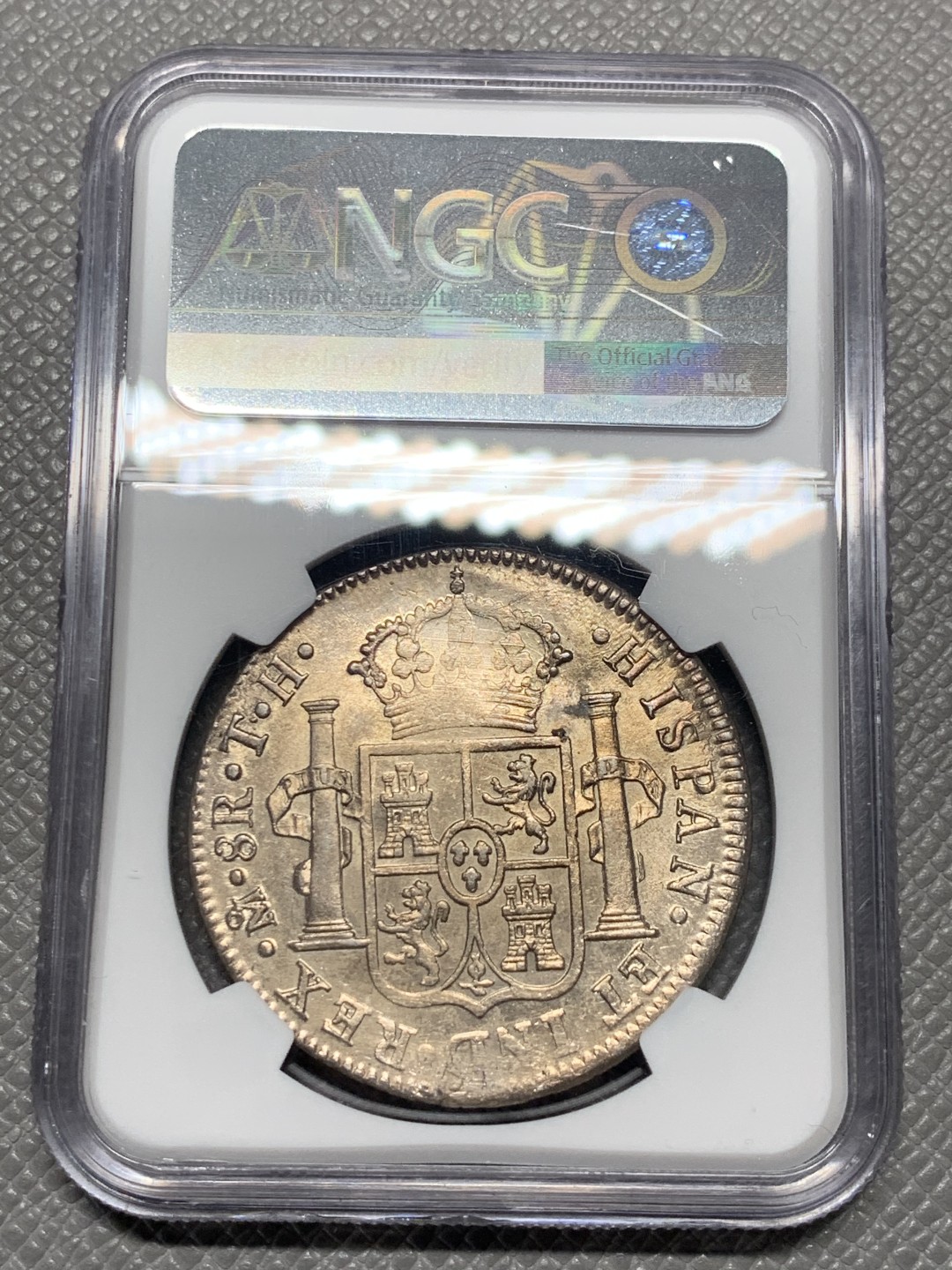 《竞宝斋》第136场-周日，周一连拍 (全场包邮) NGC UNC 墨西哥 1809年 费七 戎装版 8R 双柱 大银币 转光好 可再试试