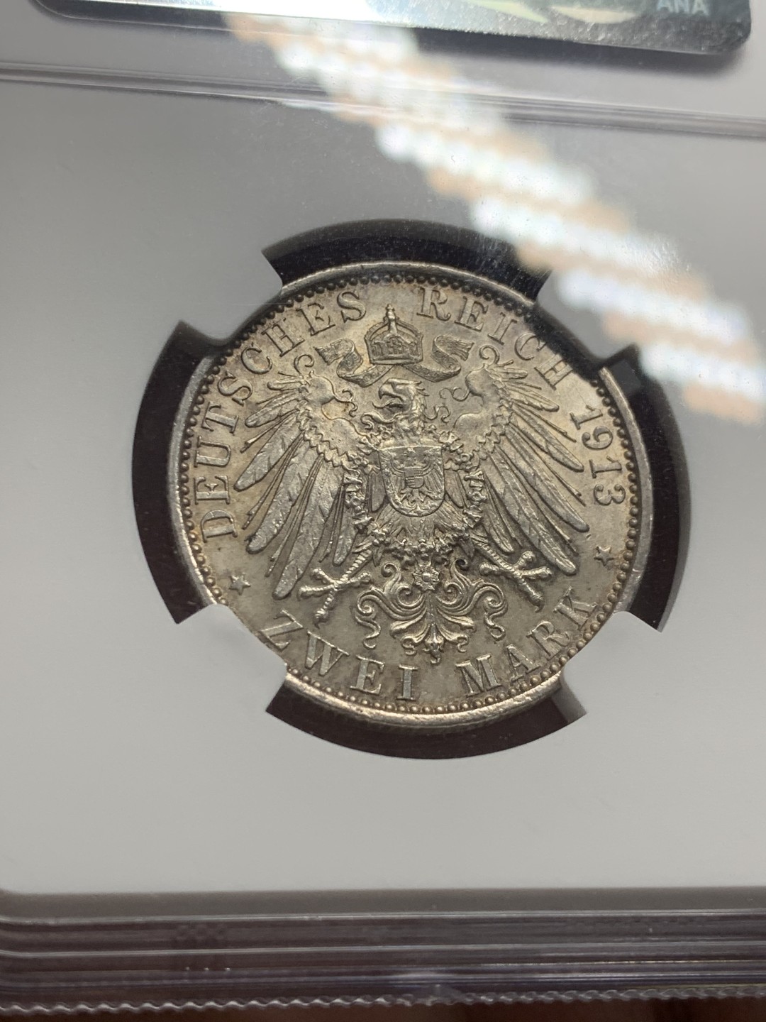 《竞宝斋》第136场-周日，周一连拍 (全场包邮) NGC-MS65 德国 1913年 普鲁士2马克银币 威廉二世军装版本 转光美丽