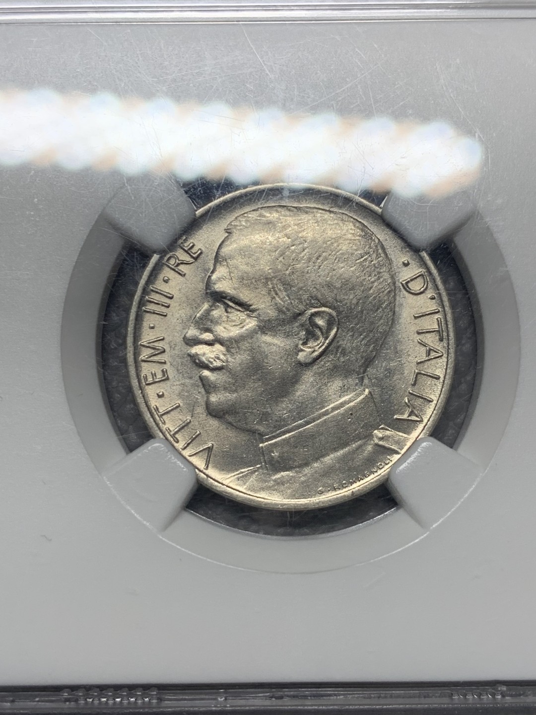 《竞宝斋》第136场-周日，周一连拍 (全场包邮) NGC-MS62 意大利 1920年 50分镍币 背面的狮子拉车图案很有艺术感 好品难见