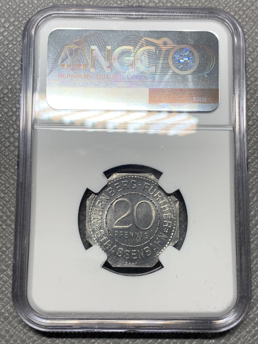 《竞宝斋》第136场-周日，周一连拍 (全场包邮) NGC MS65 德国 纽伦堡 1920年 紧急状态币 20盆尼 人物清晰 富有张力