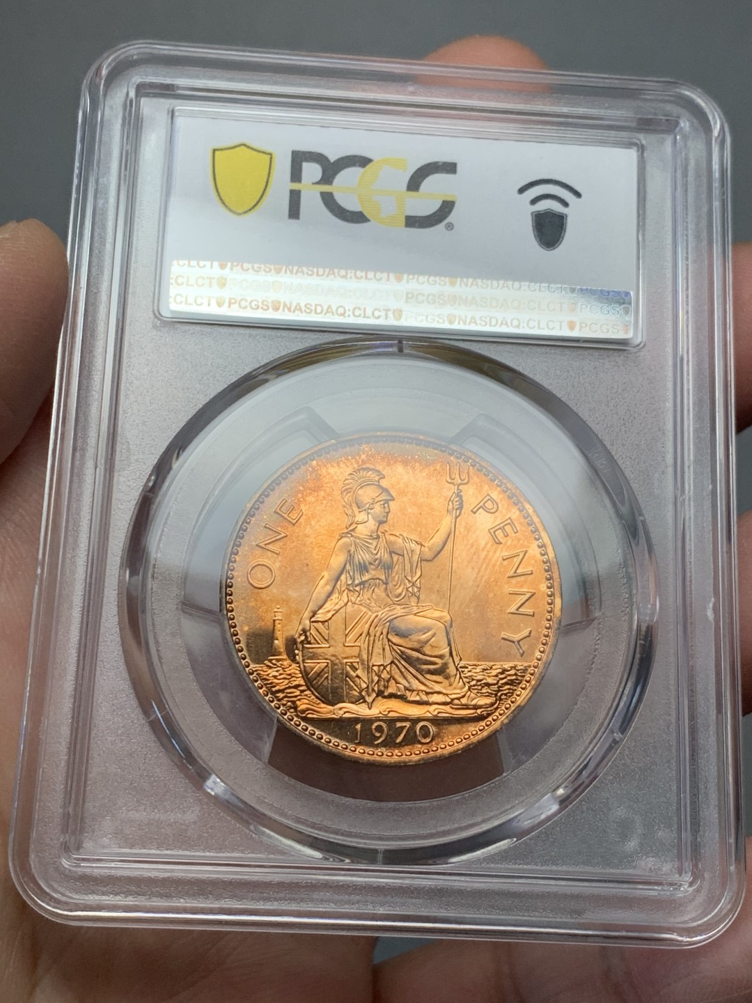《竞宝斋》第136场-周日，周一连拍 (全场包邮) PCGS PR66RD 1970年英国精制1便士 经典设计 赏心悦目的品相