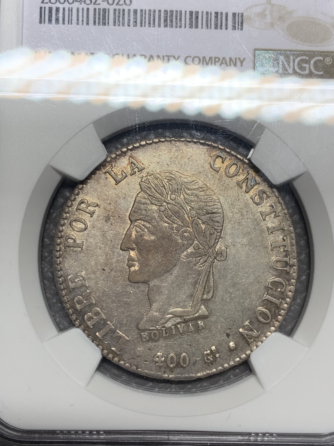 《竞宝斋》第136场-周日，周一连拍 (全场包邮) NGC-AU55 玻利维亚 1862年 8S银币 热门中南美 好状态 看得见