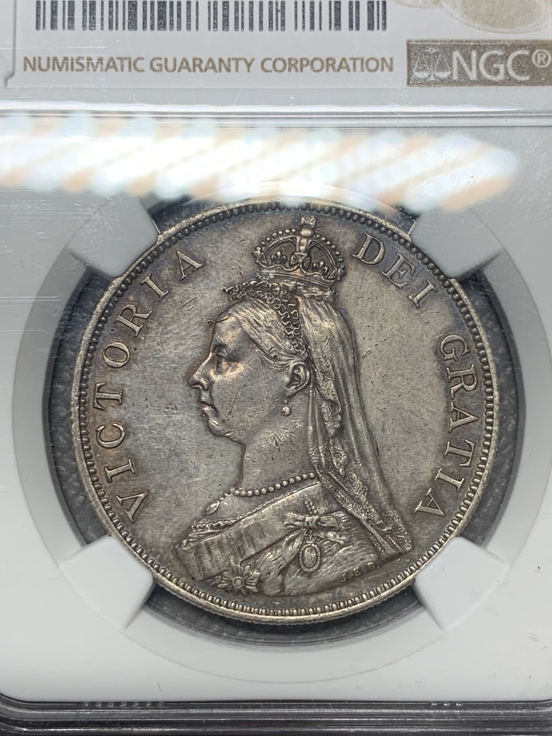 《竞宝斋》第136场-周日，周一连拍 (全场包邮) NGC UNCD 1887年 英国 维多利亚 4先令（双福林）银币 原味状态 细节非常好