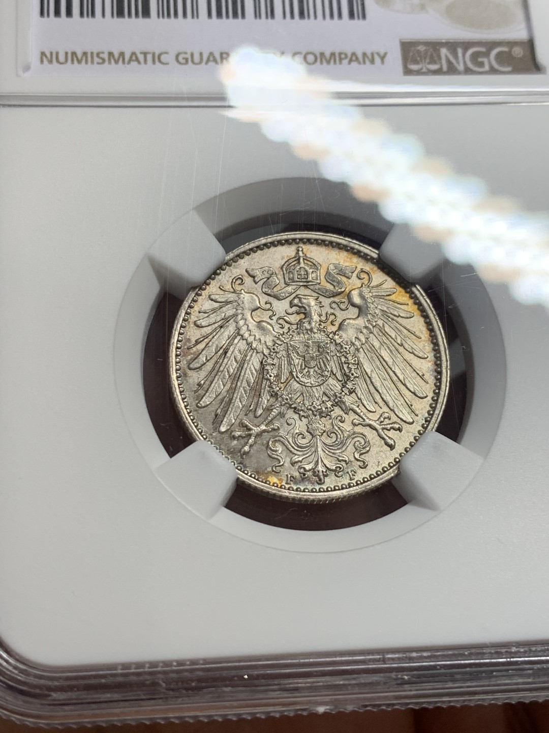《竞宝斋》第136场-周日，周一连拍 (全场包邮) NGC-MS62 德国1916年 1马克银币 好品原光